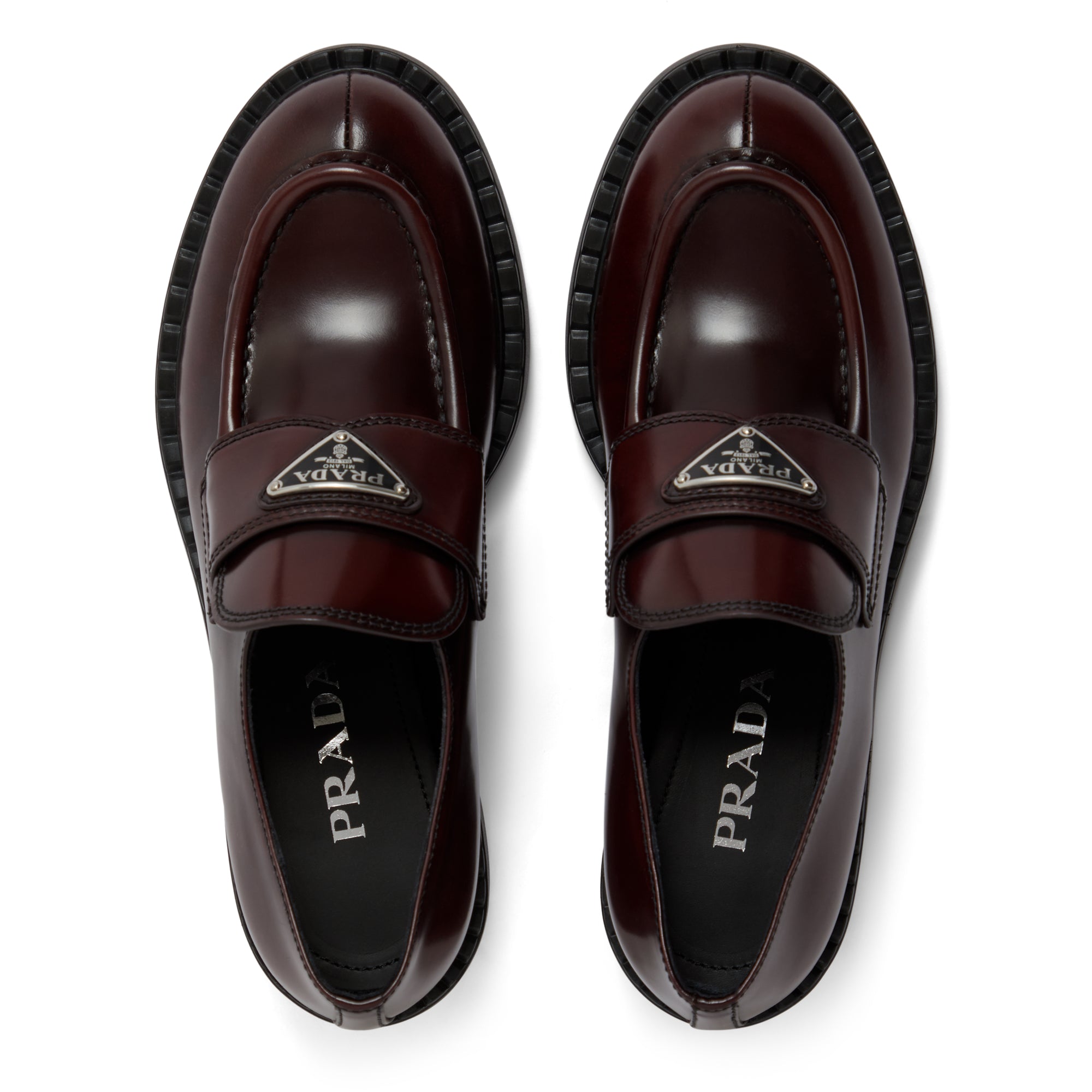 Prada - Women’s Brushed Leather Loafer - (Cordovan) view 4