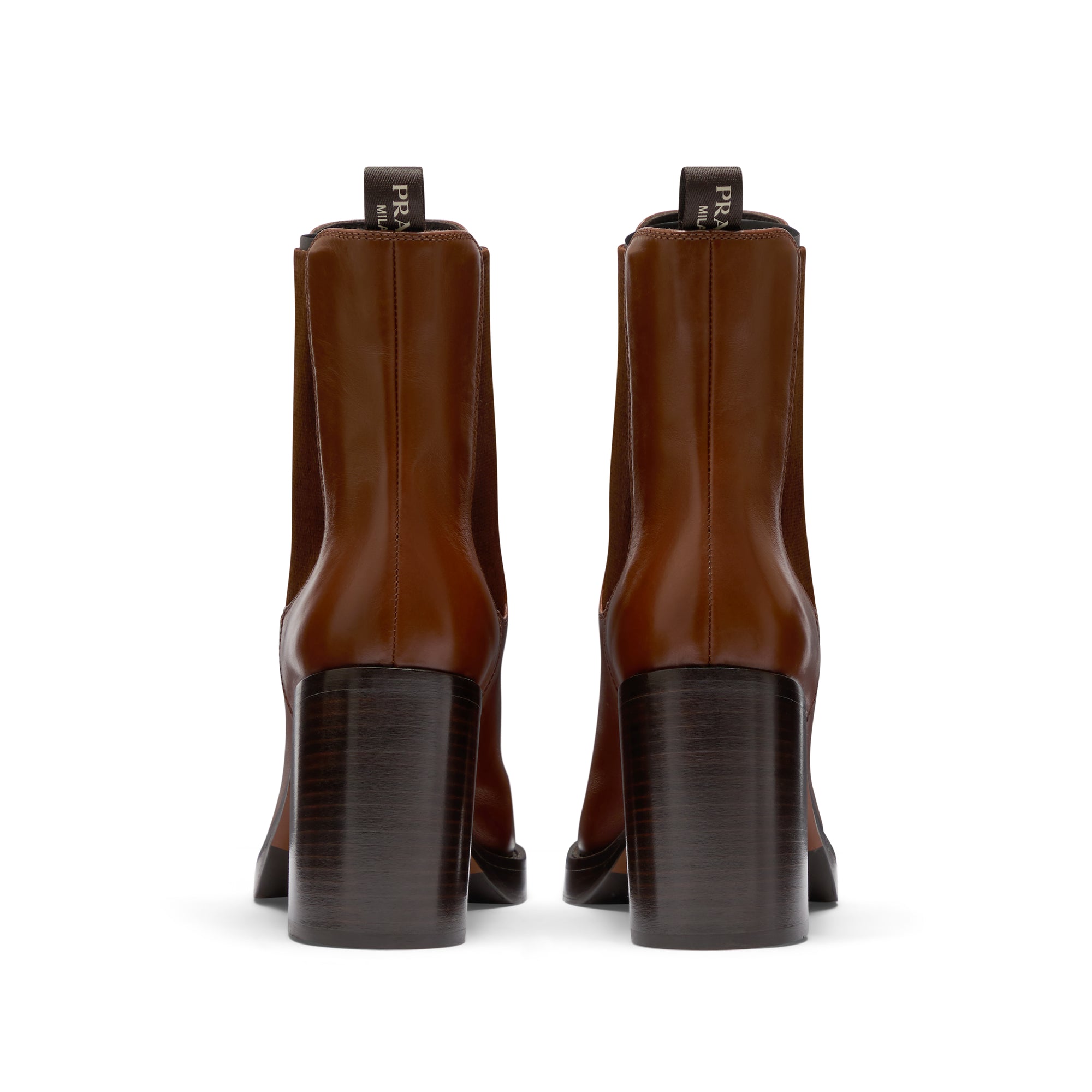 Prada - Women’s Leather Ankle Boots - (Cognac) view 4