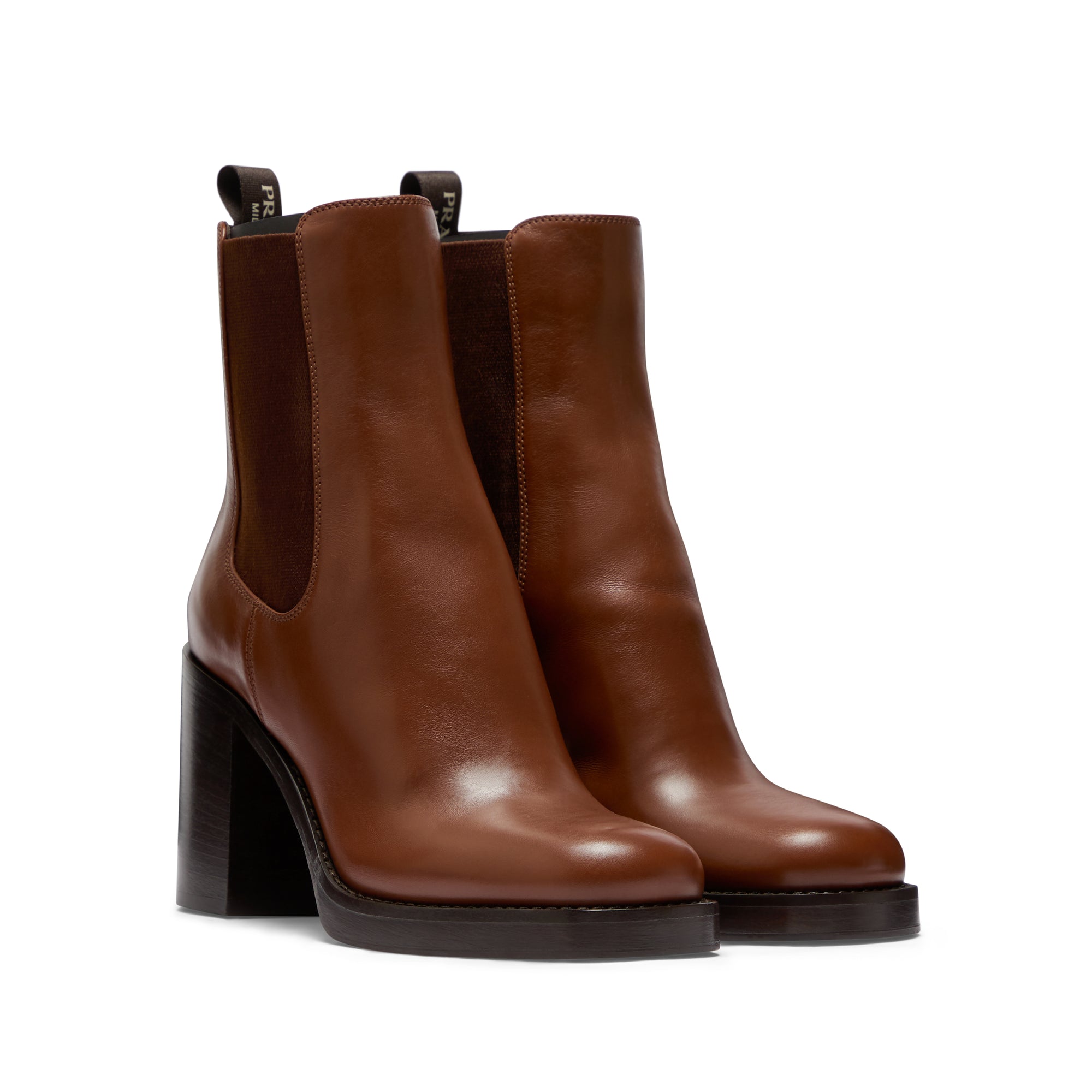 Prada - Women’s Leather Ankle Boots - (Cognac) view 2