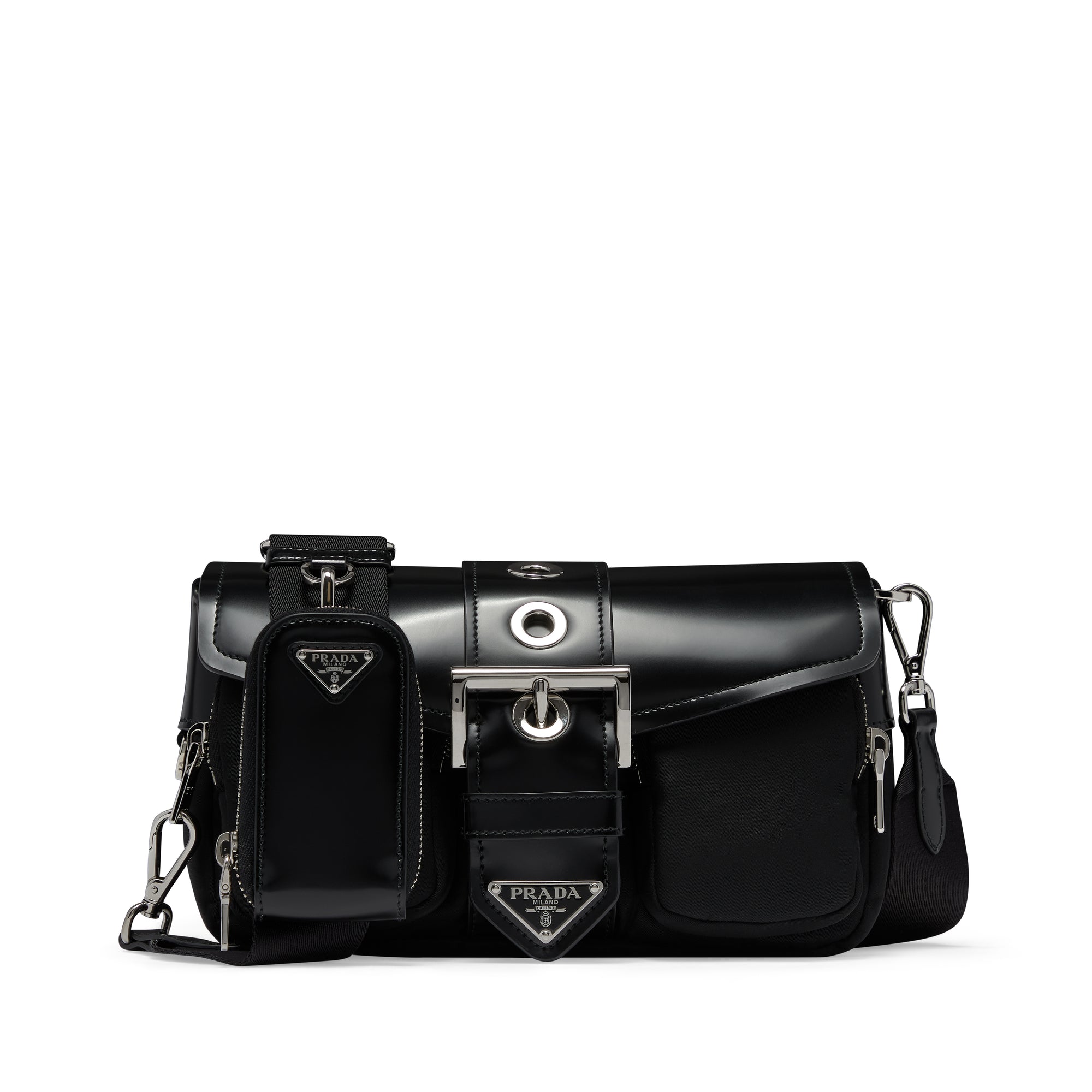 Prada - Women’s Pocket Recycled-Nylon Cross-Body Bag - (Black) view 1