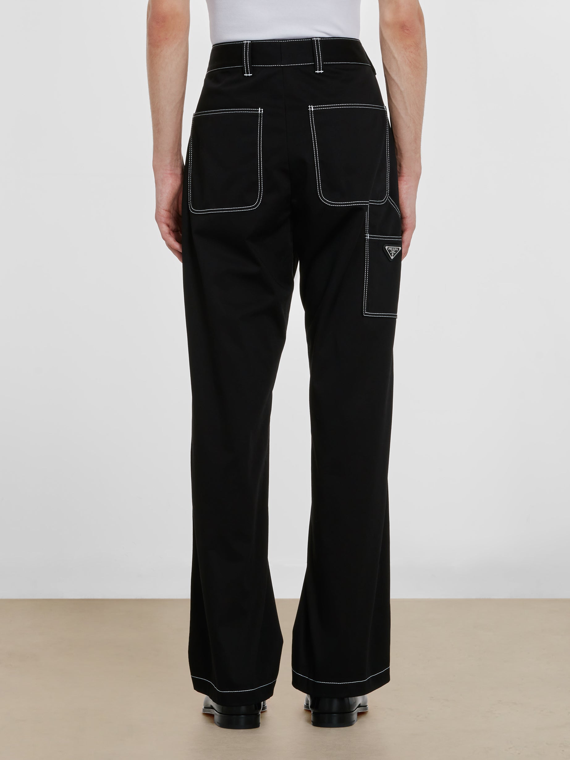 Prada - Men’s Contrast Stitch Trousers - (Black) view 3