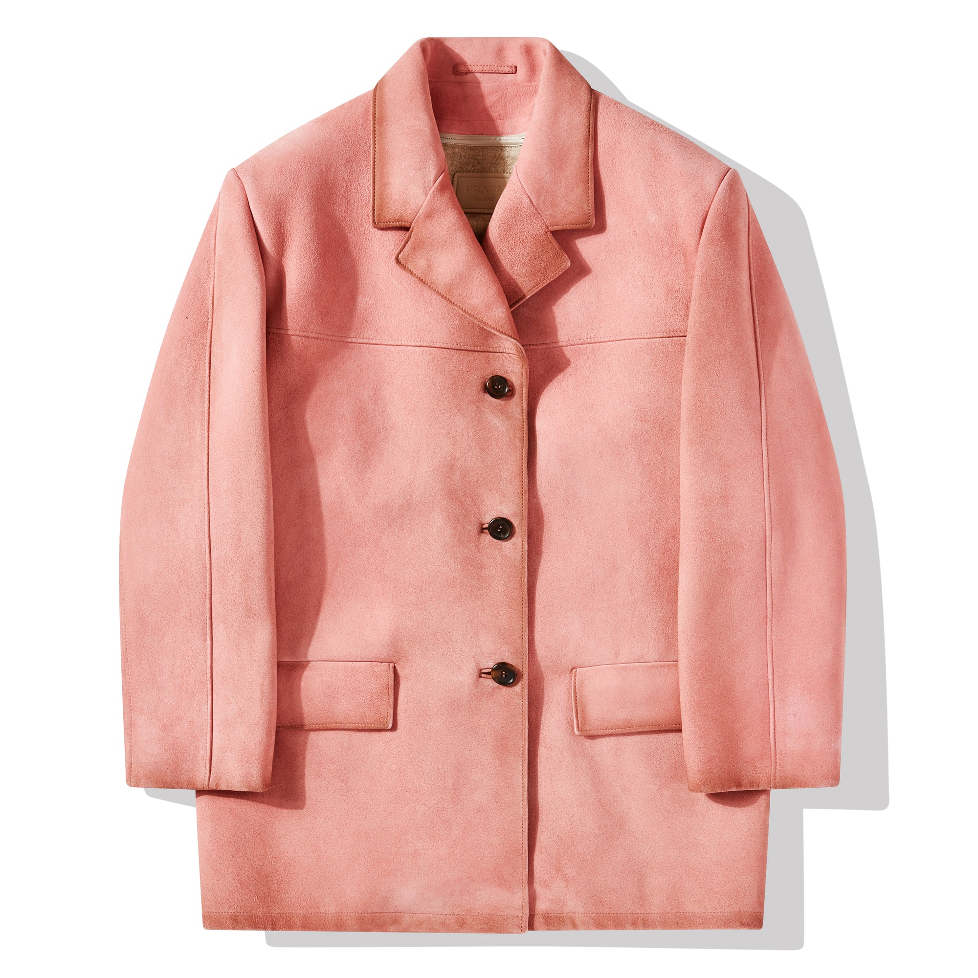 Prada - Women’s Suede Coat - (Petal Pink) view 5