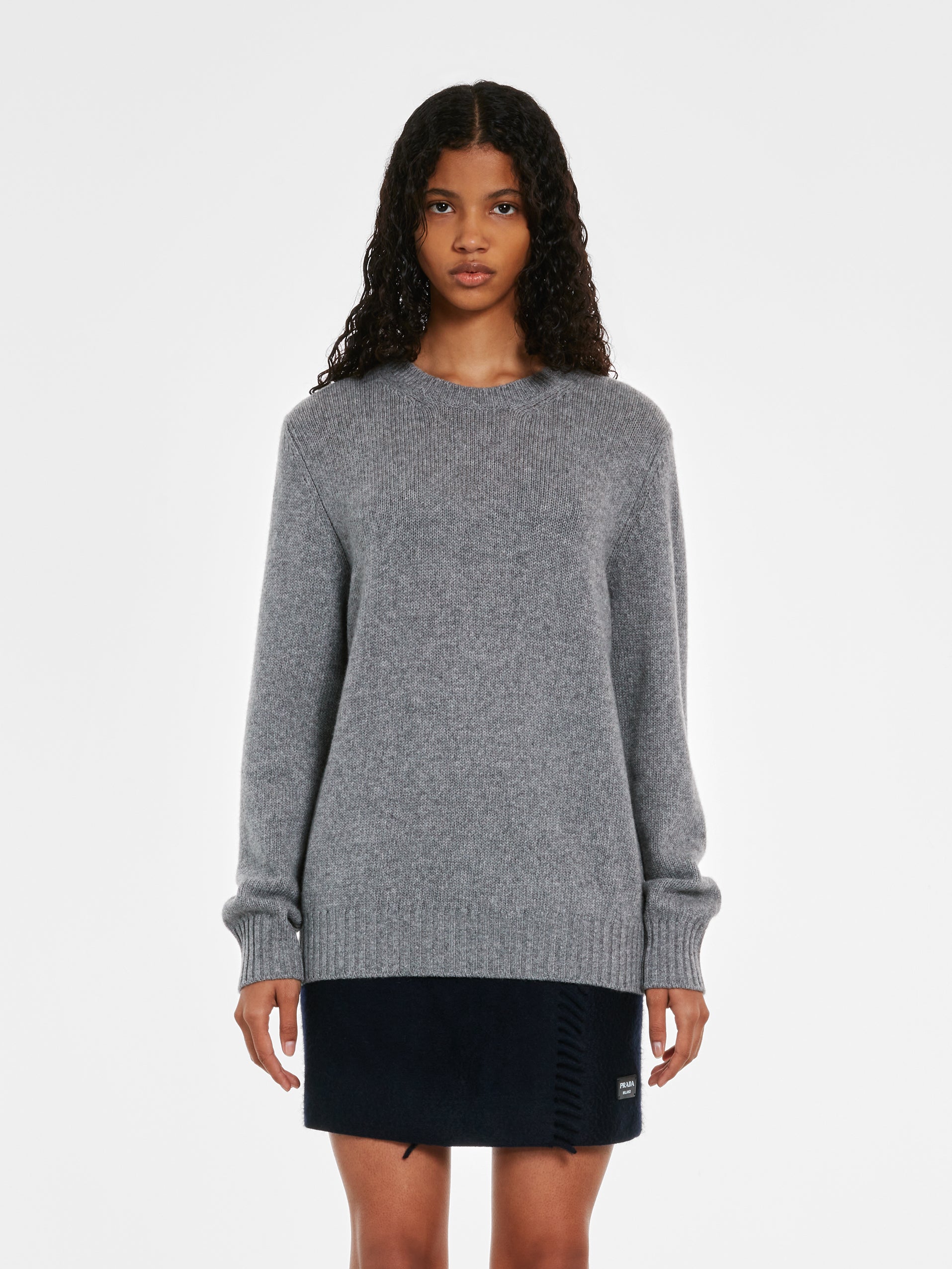 Prada - Women’s Wool and Cashmere Crew-Neck Sweater - (Grey) view 1