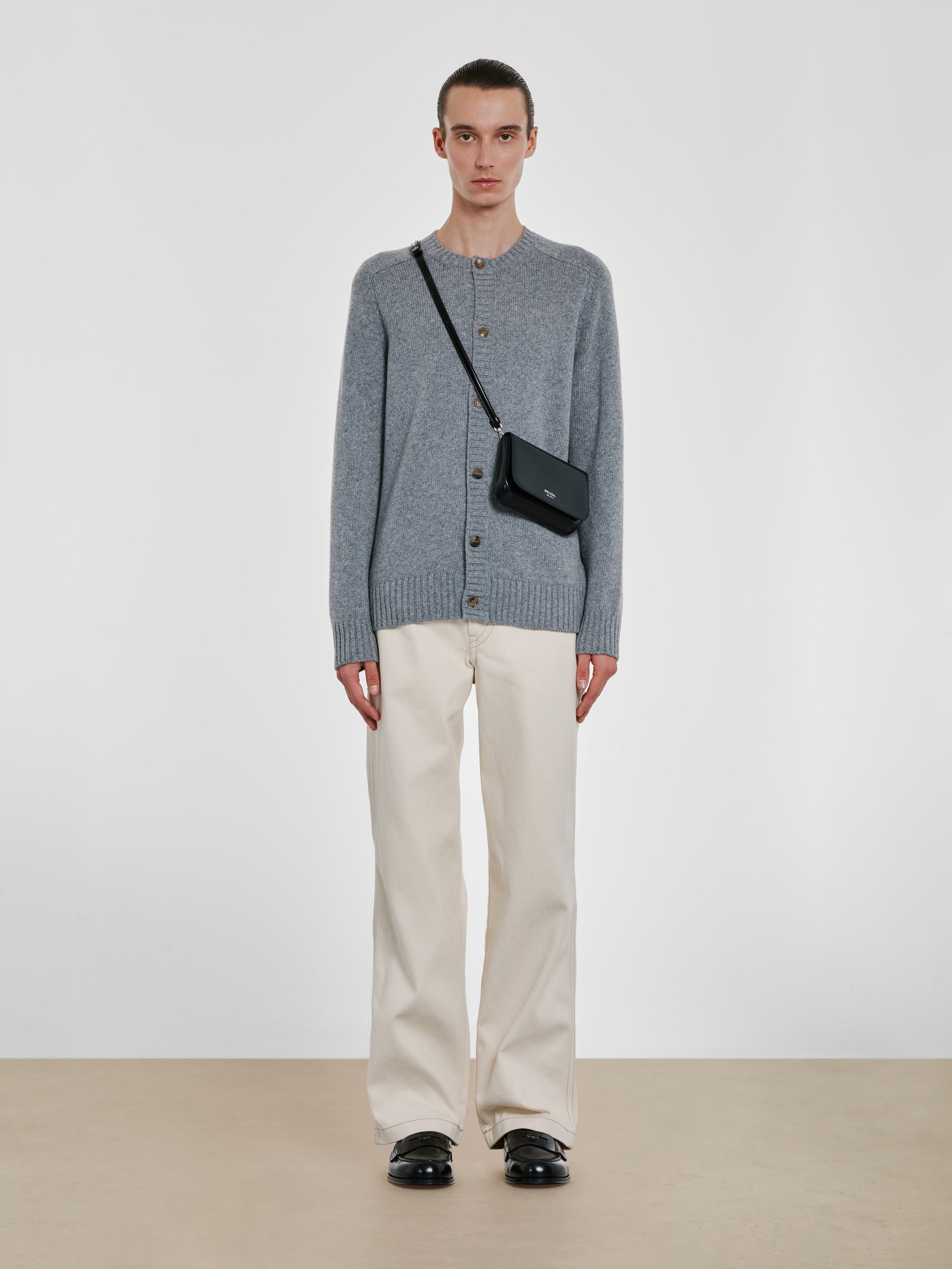Prada - Men’s Wool and Cashmere Cardigan - (Grey) view 4