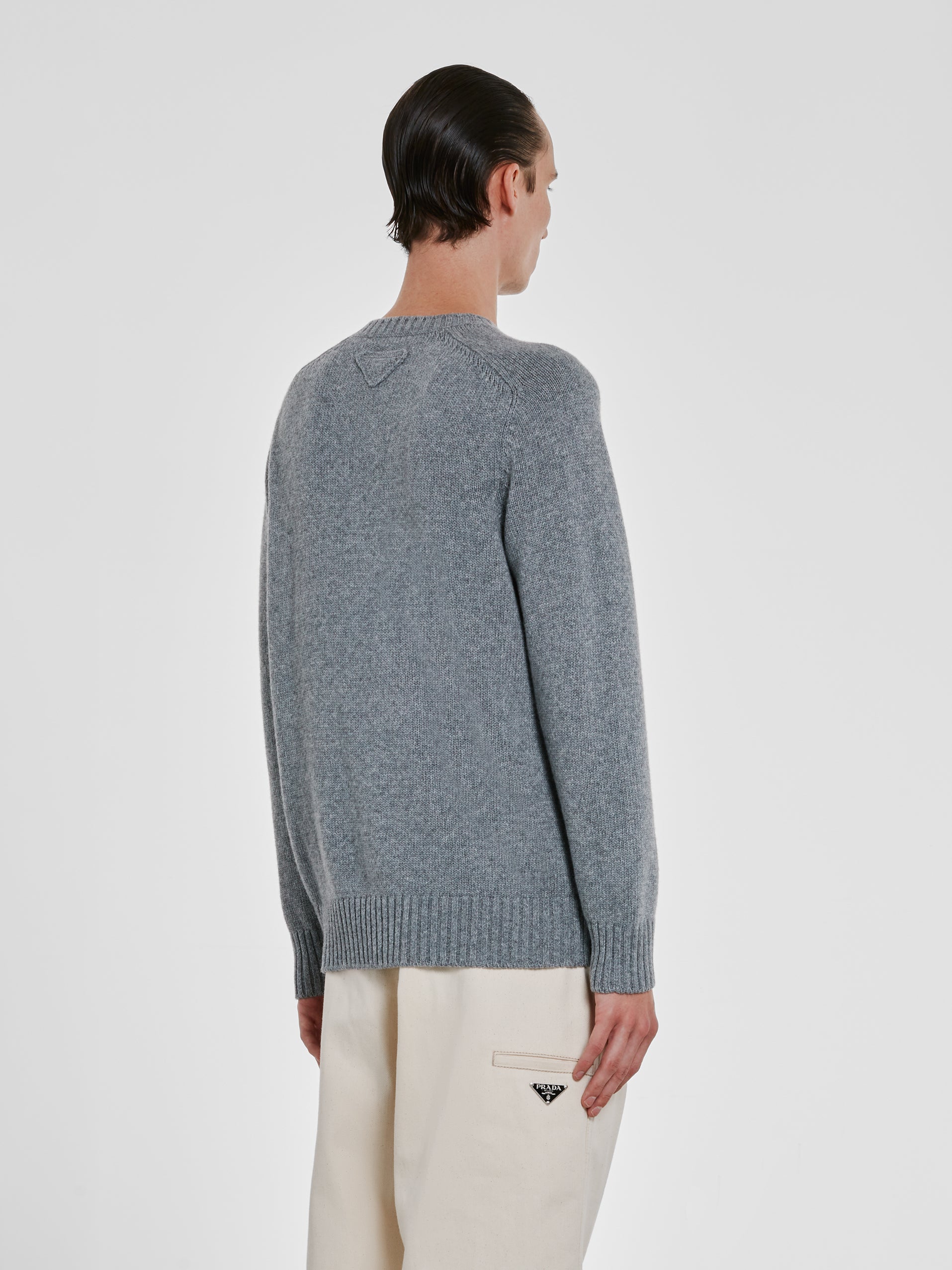 Prada - Men’s Wool and Cashmere Cardigan - (Grey) view 3