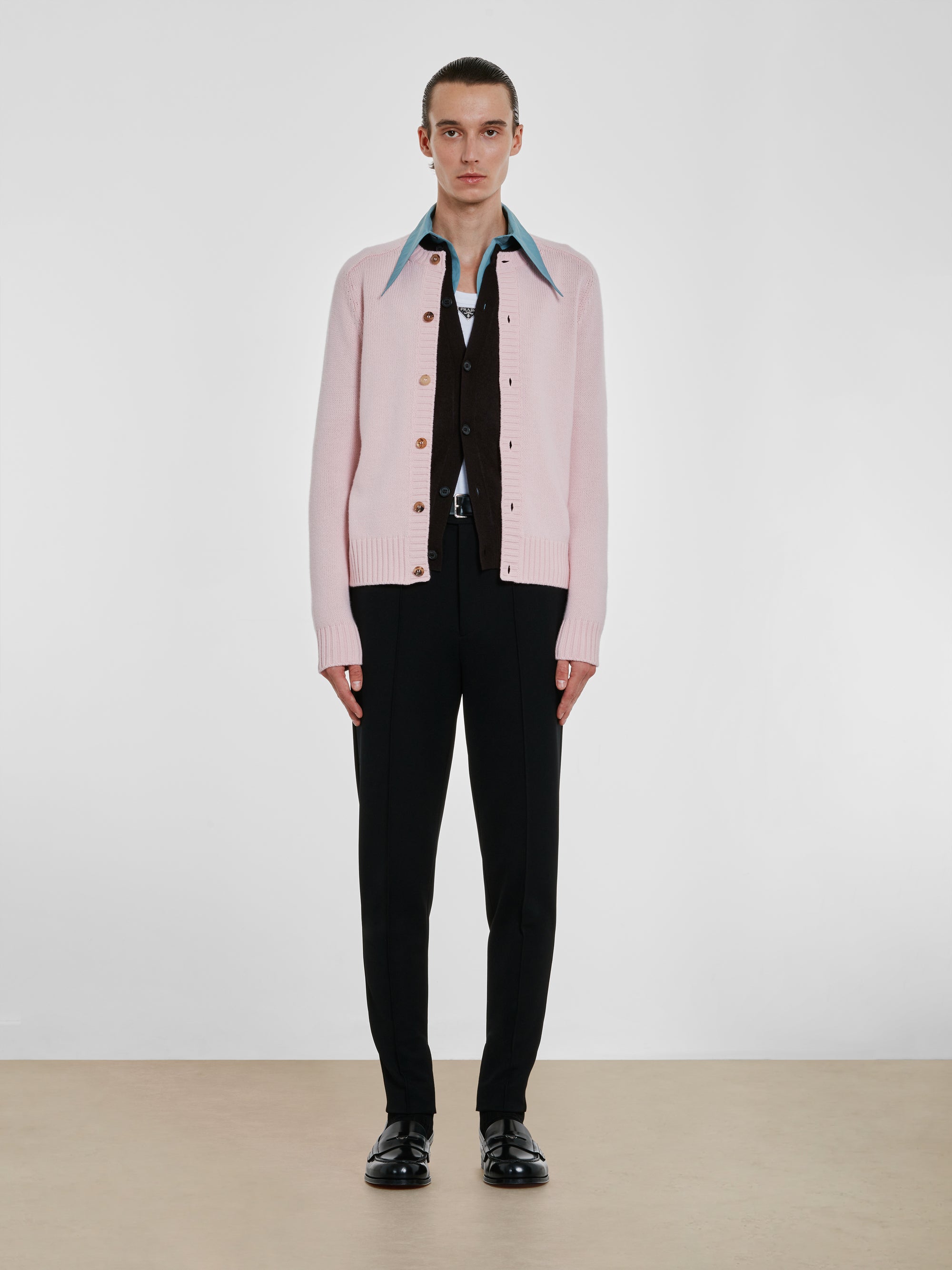 Prada - Men’s Wool and Cashmere Cardigan - (Alabaster Pink) view 4