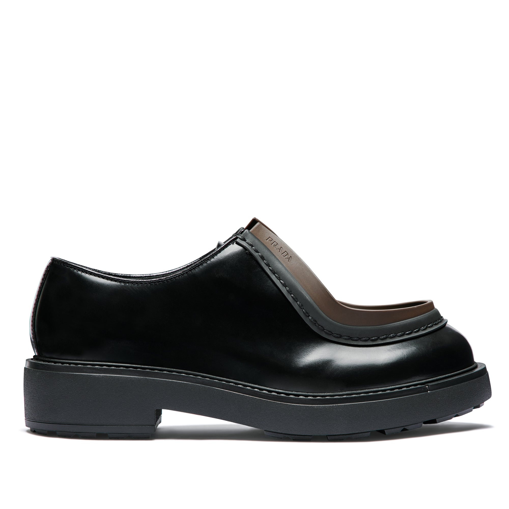 Prada - Men’s Diapason Opaque Brushed Leather Lace-up Shoes - (Black) view 1