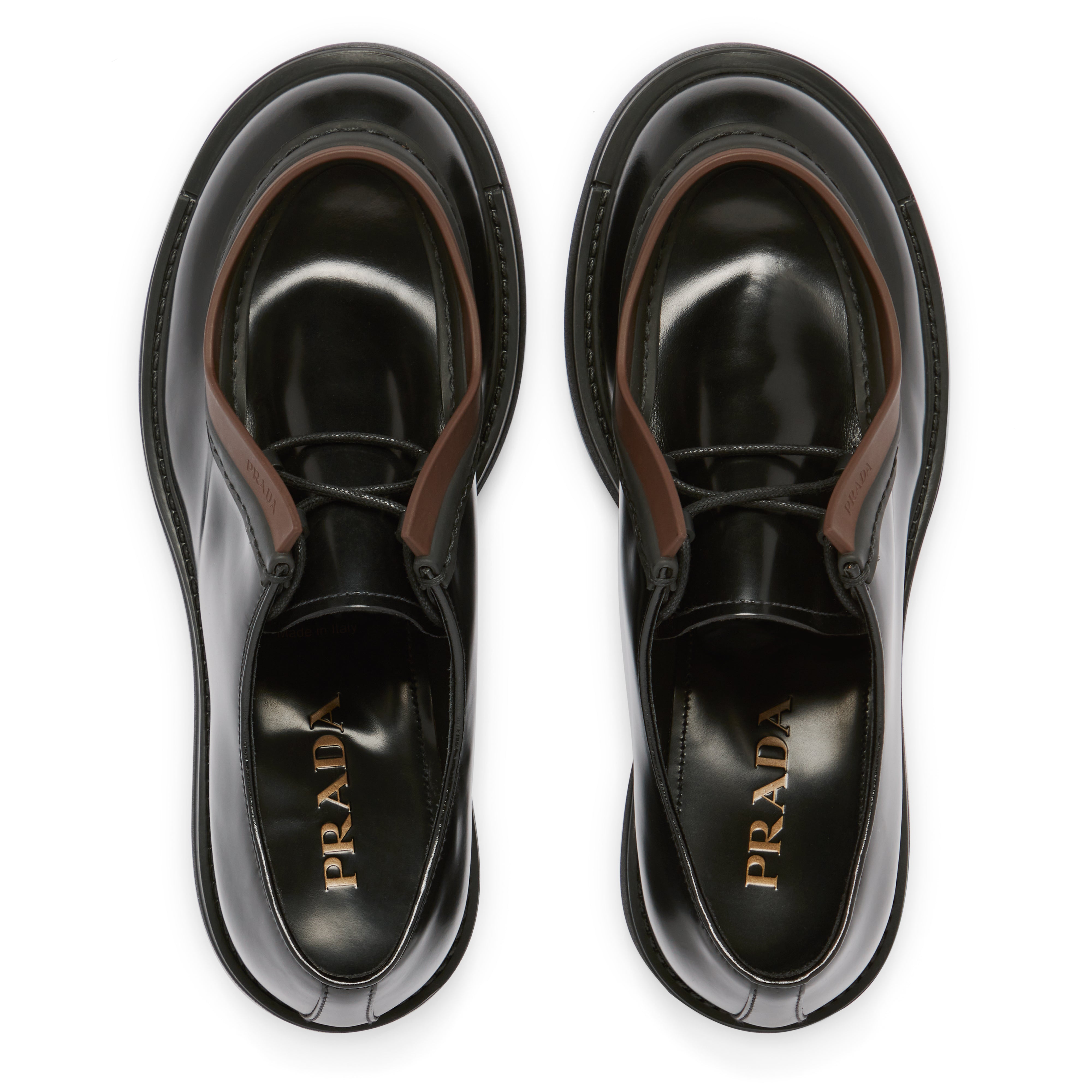 Prada - Men’s Diapason Opaque Brushed Leather Lace-up Shoes - (Black)