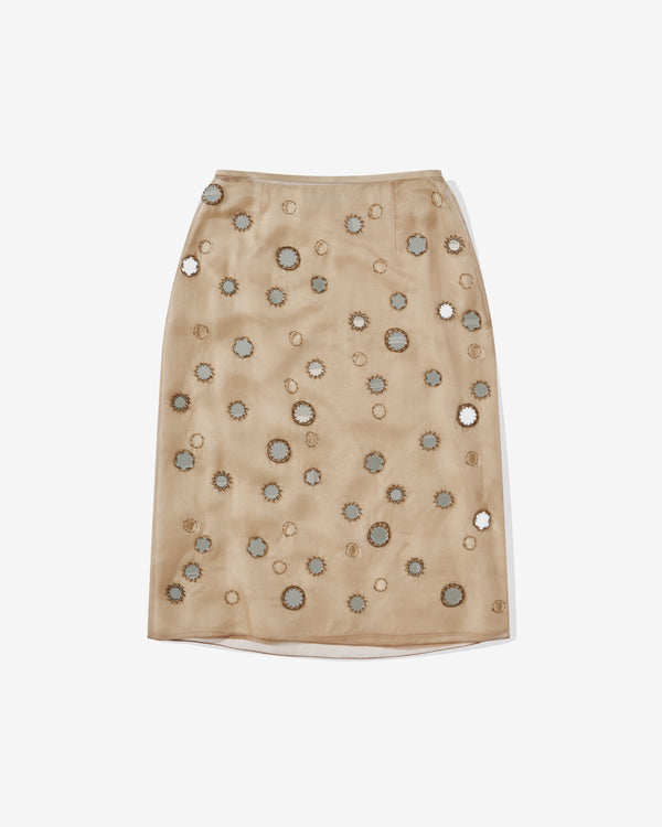 Prada - Women's Mirror Embellished Organza Midi-Skirt - (Cord)