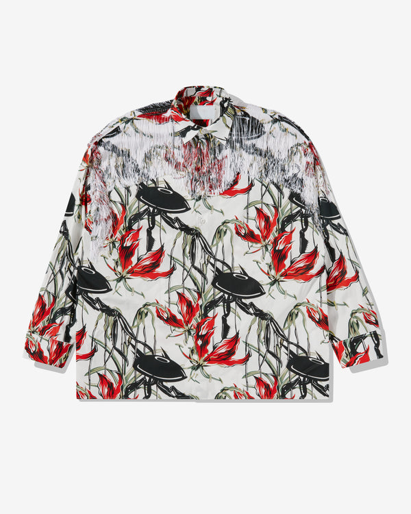 Prada - Men's Printed Cotton Shirt with Fringe - (White/ Black/Red)