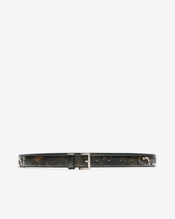 Prada - Women's Antiqued Madras Leather Belt - (Black)