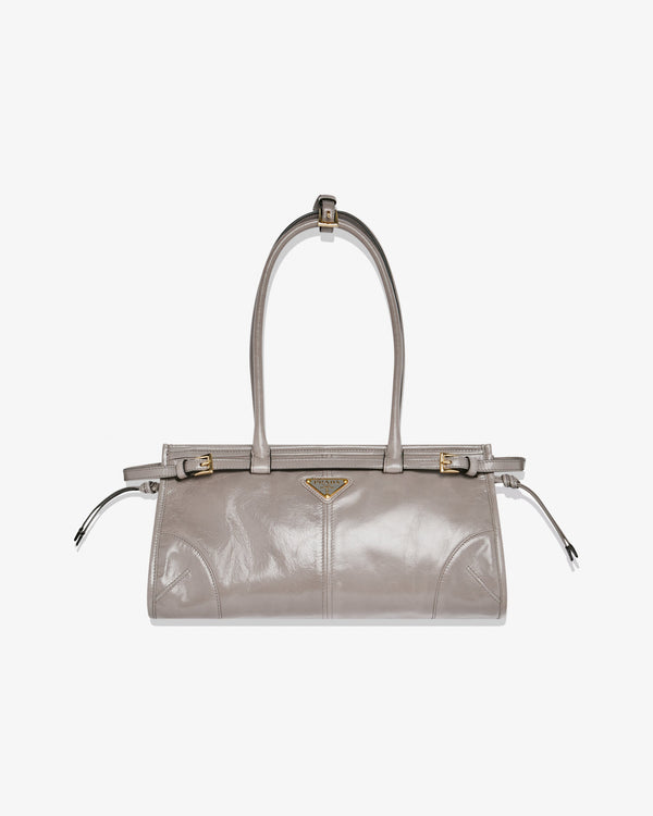 Prada - Women's Medium Leather Handbag - (Pewter)