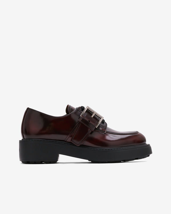 Prada - Women's Brushed Leather Lace Up Shoes - (Brown)