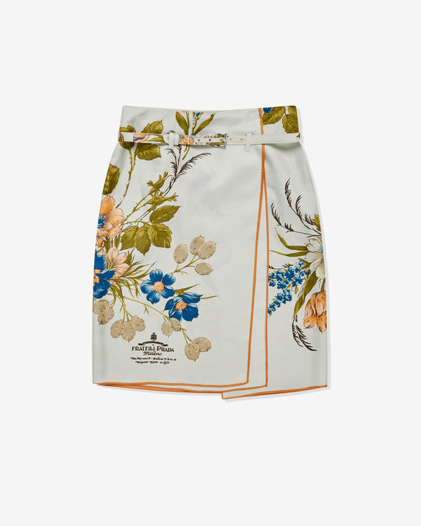 Prada - Women's Printed Silk Twill Skirt - (Aqua)