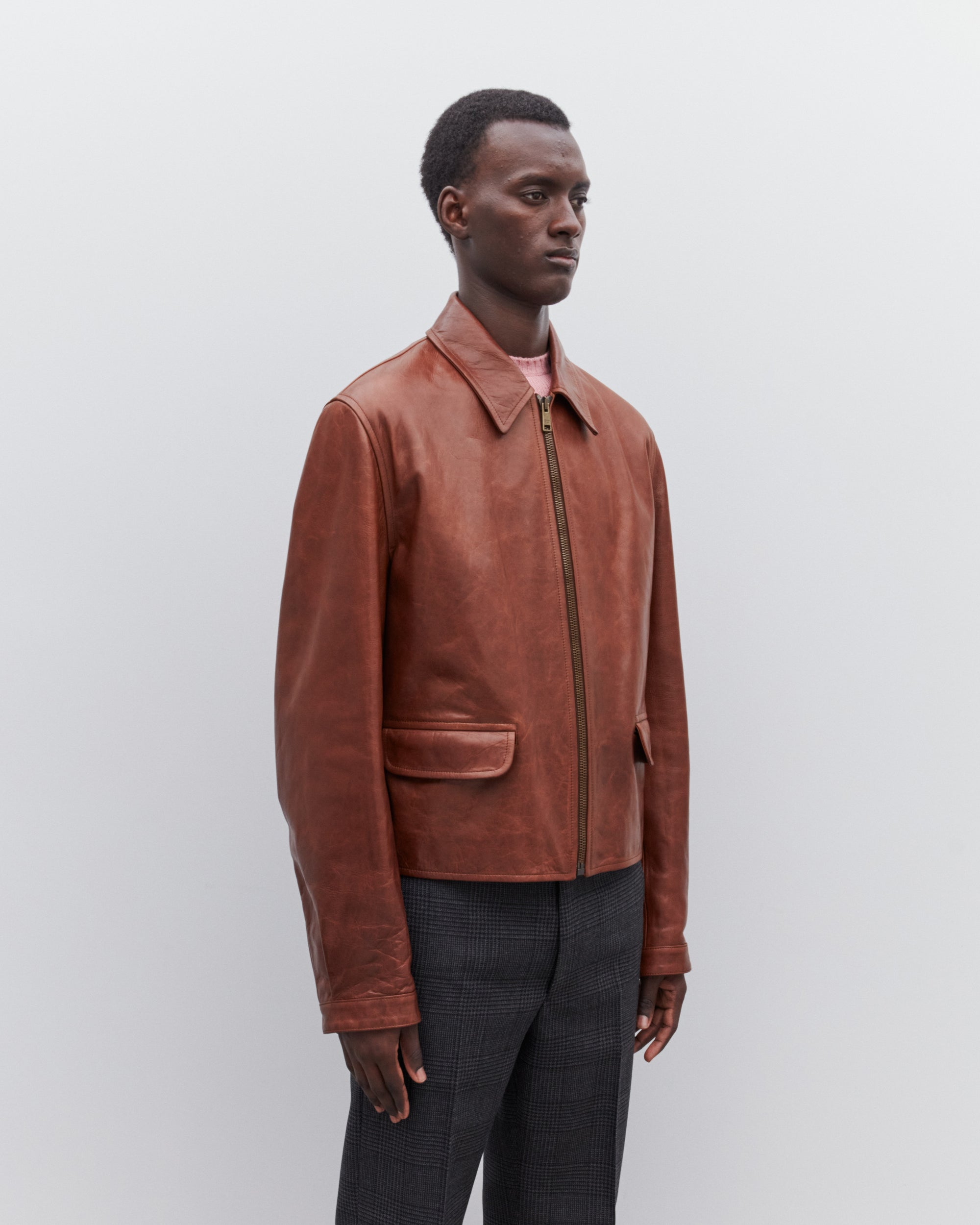 Prada: Men’s Leather Jacket (Brown) | DSML E-SHOP