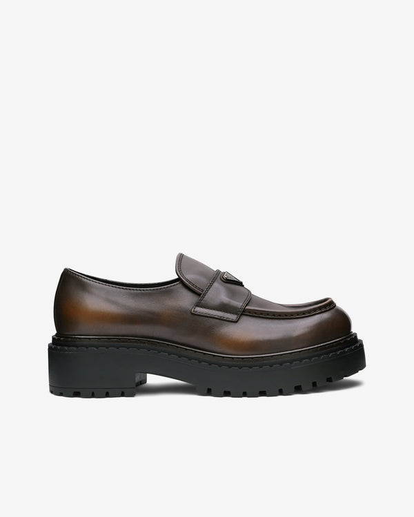 Prada - Men's Double Chocolate Leather Loafers - (Dark Brown)