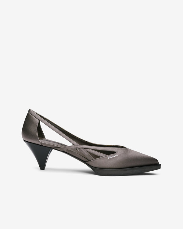 Prada - Women's Satin Cut Out Pumps - (Slate Gray)