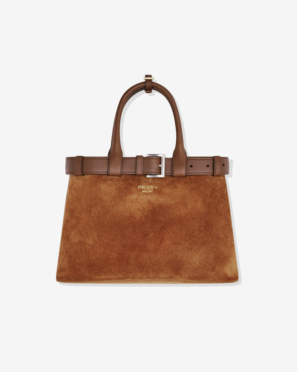 Prada - Medium Suede Buckle Bag - (Caramel)