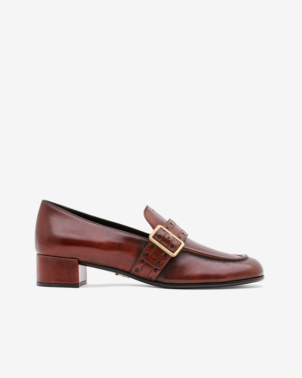 Prada - Women's Brushed Leather Loafers - (Brown)