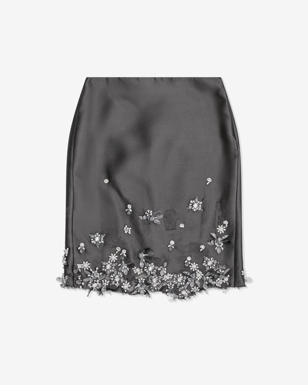 Prada - Women's Embroidered Silk and Wool Skirt - (Grey)