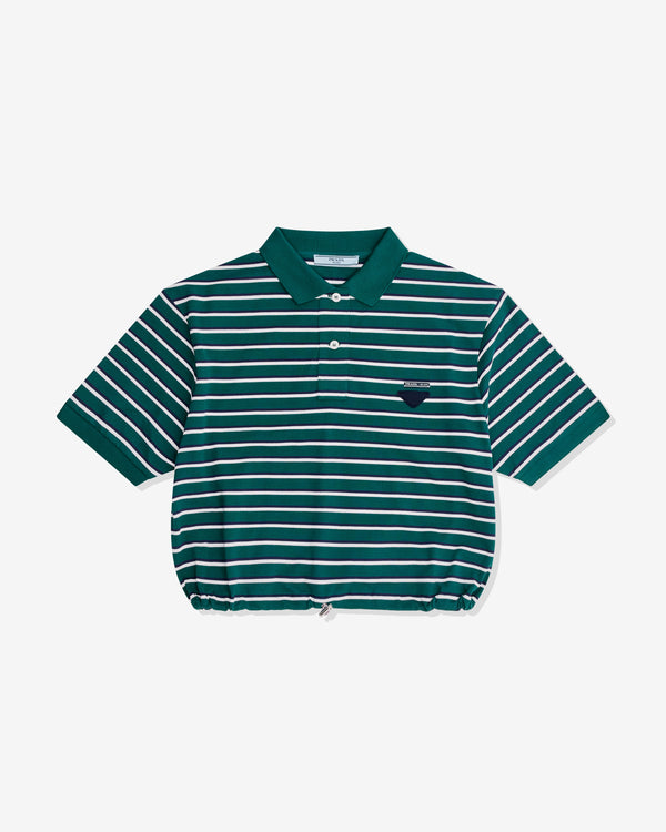 Prada - Women's Striped Polo - (Emerald/Blue)