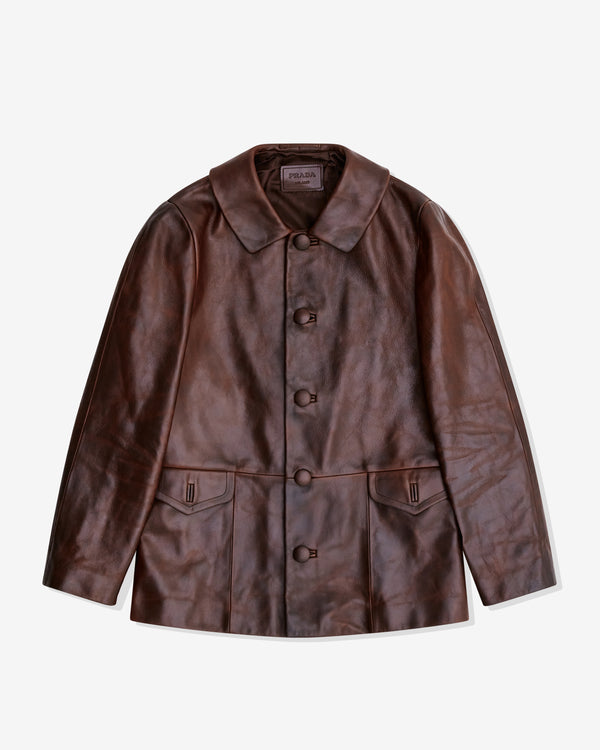 Prada - Men's Leather Blouson Jacket - (Coffee)