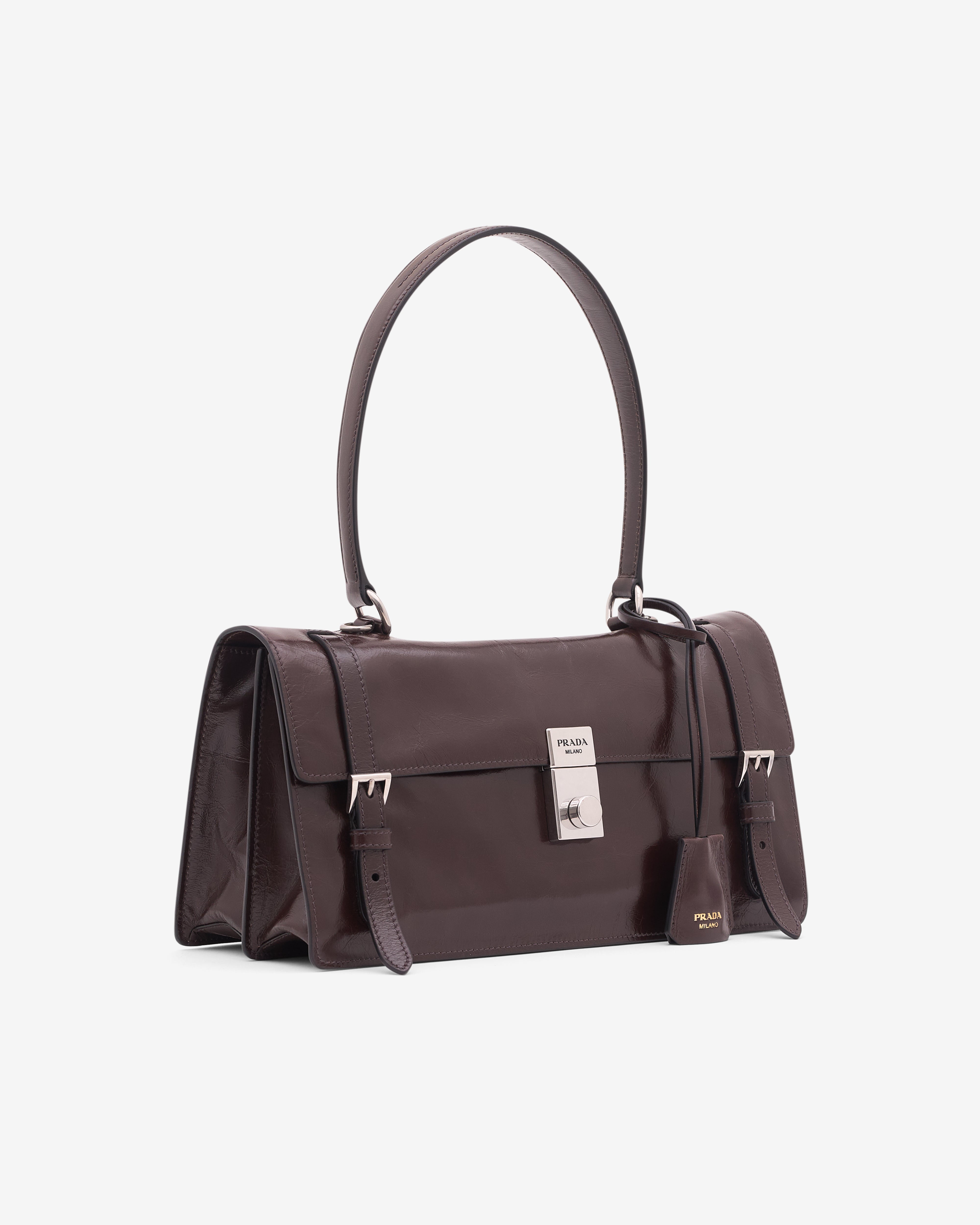 Prada: Women's Medium Leather Handbag (Dark Brown) | Dover Street