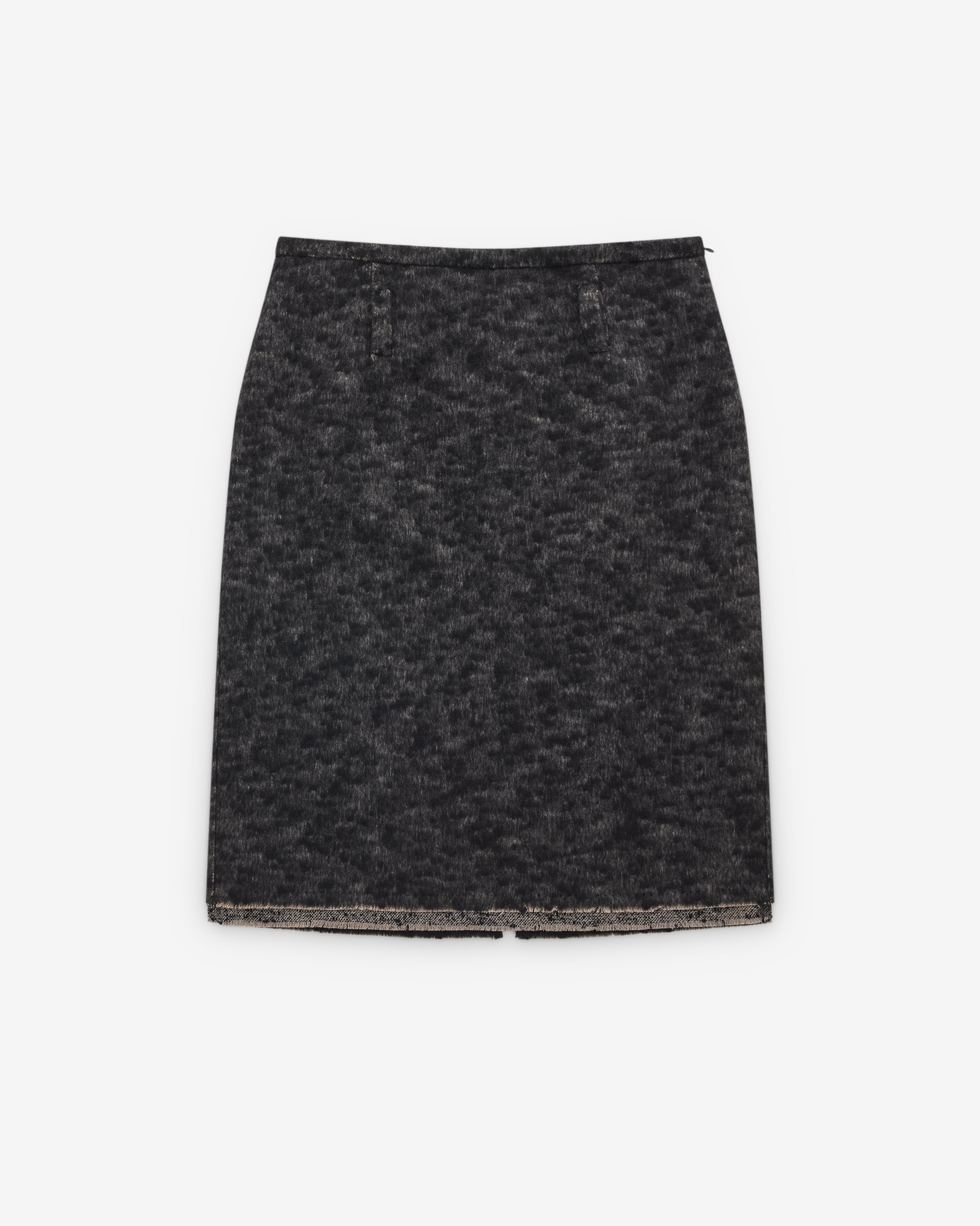 Prada: Women's Double Tweed Midi-Skirt (Anthracite Gray