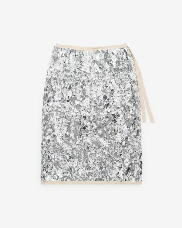 Prada - Women’s Embroidered Sequin Skirt - (Silver)