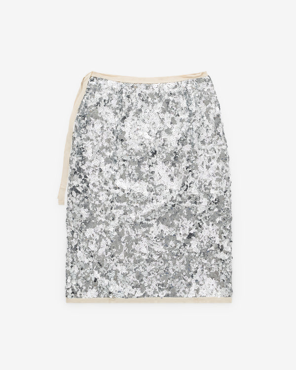 Prada - Women’s Embroidered Sequin Skirt - (Silver)