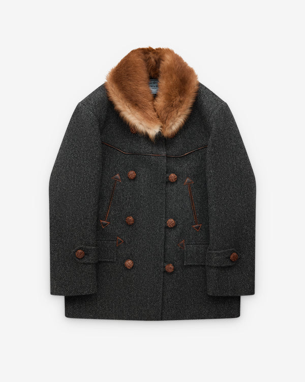 Prada - Women’s Double Breasted Chevron Peacoat - (Anthracite Grey)