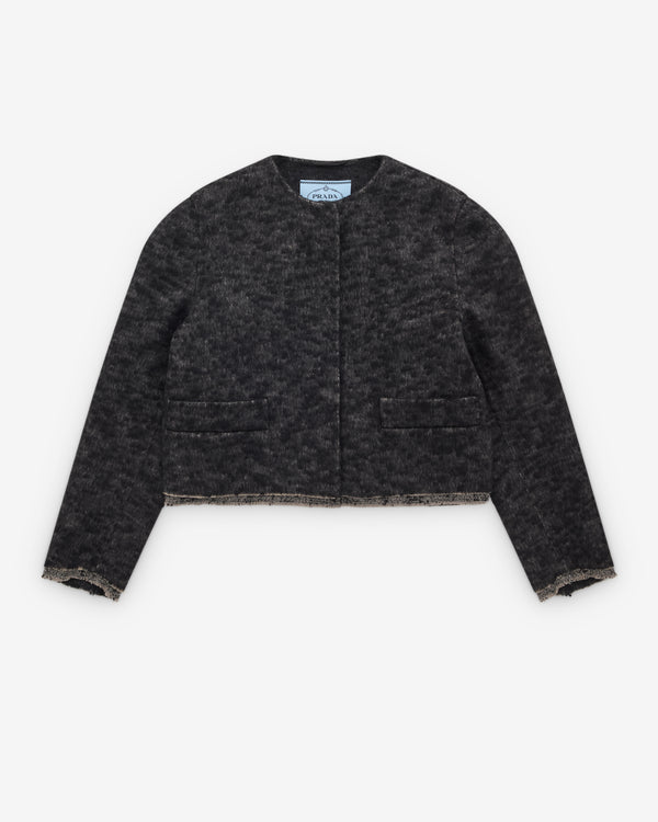 Prada - Women’s Single-breasted Double Tweed Jacket - (Anthracite Gray)