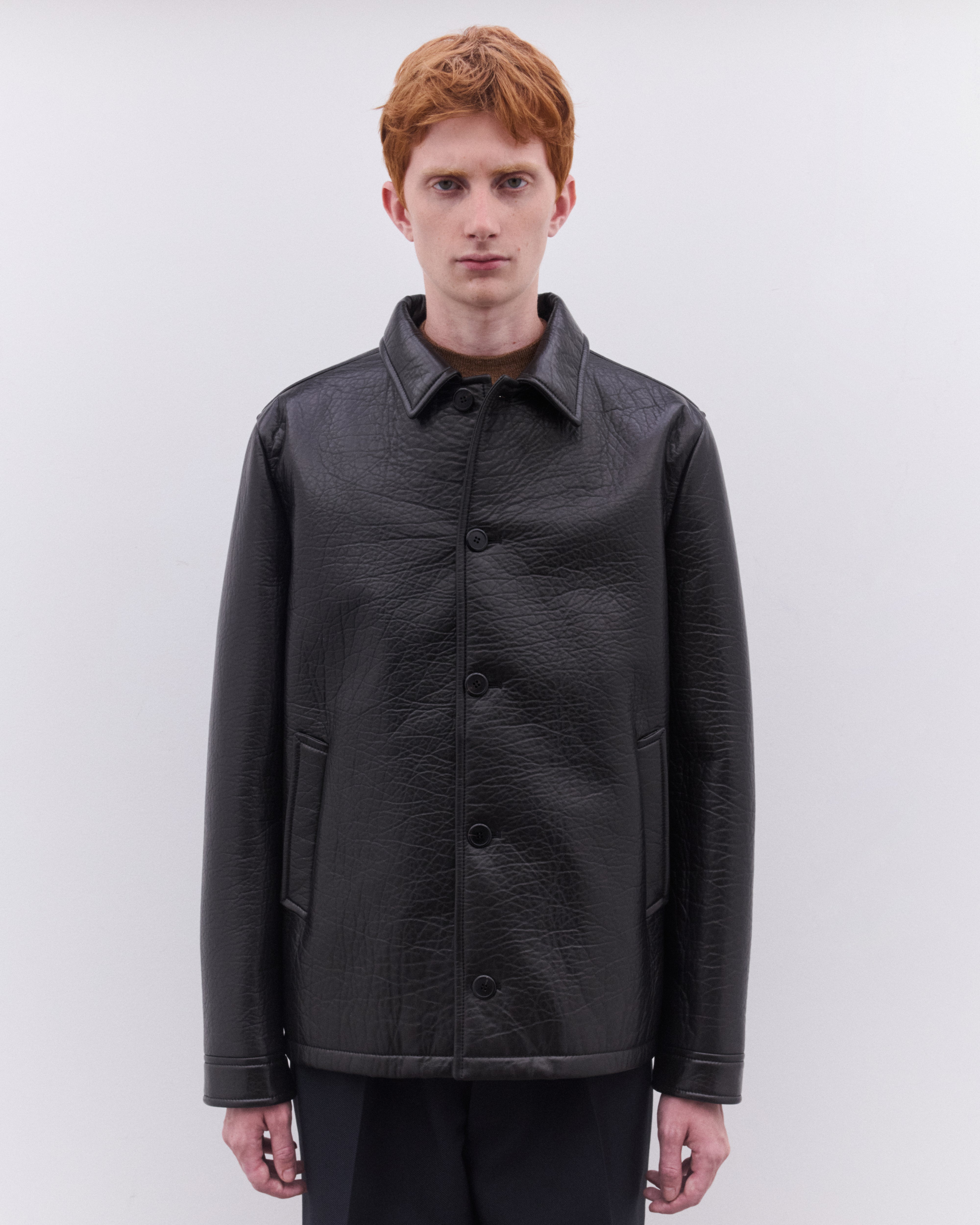 Prada: Men's Nappa Leather Caban Jacket (Black) | DSML E-SHOP