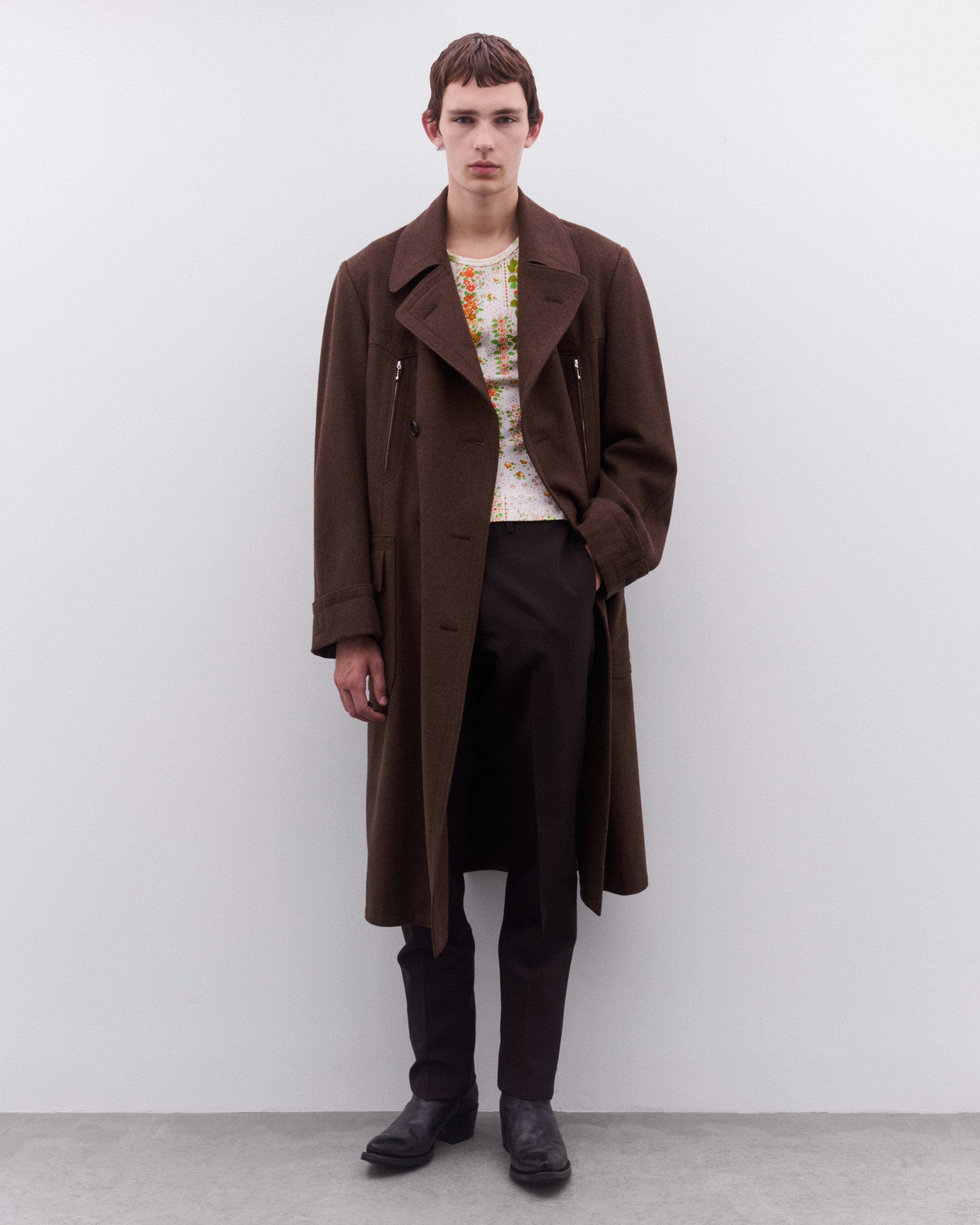 90s PRADA ダブルブレストコート　ダークブラウン Dark Brown Double Press Coat Prada: Men's Double Breasted Coat