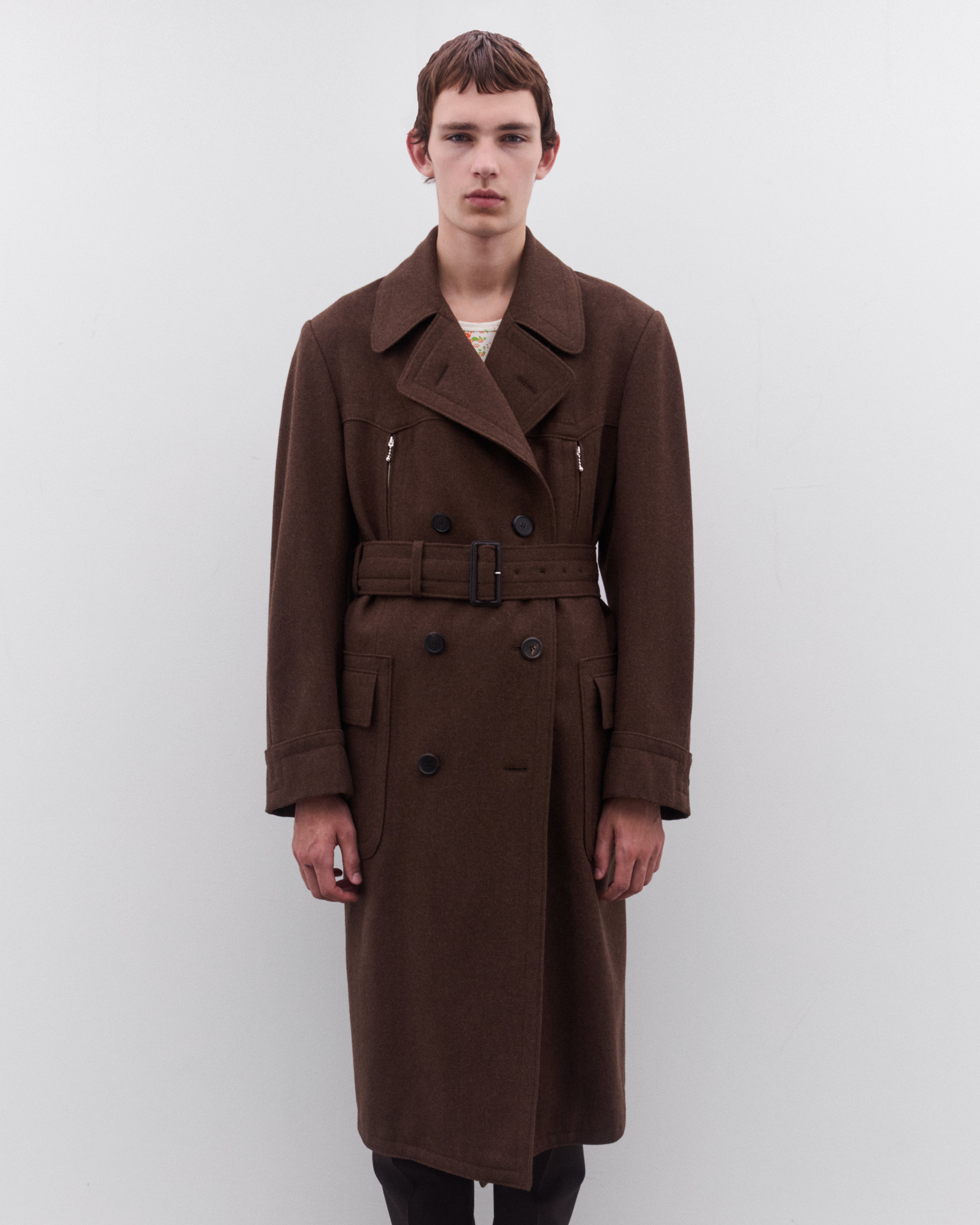 Prada: Men's Double Breasted Coat (Brown) | Dover Street Market London