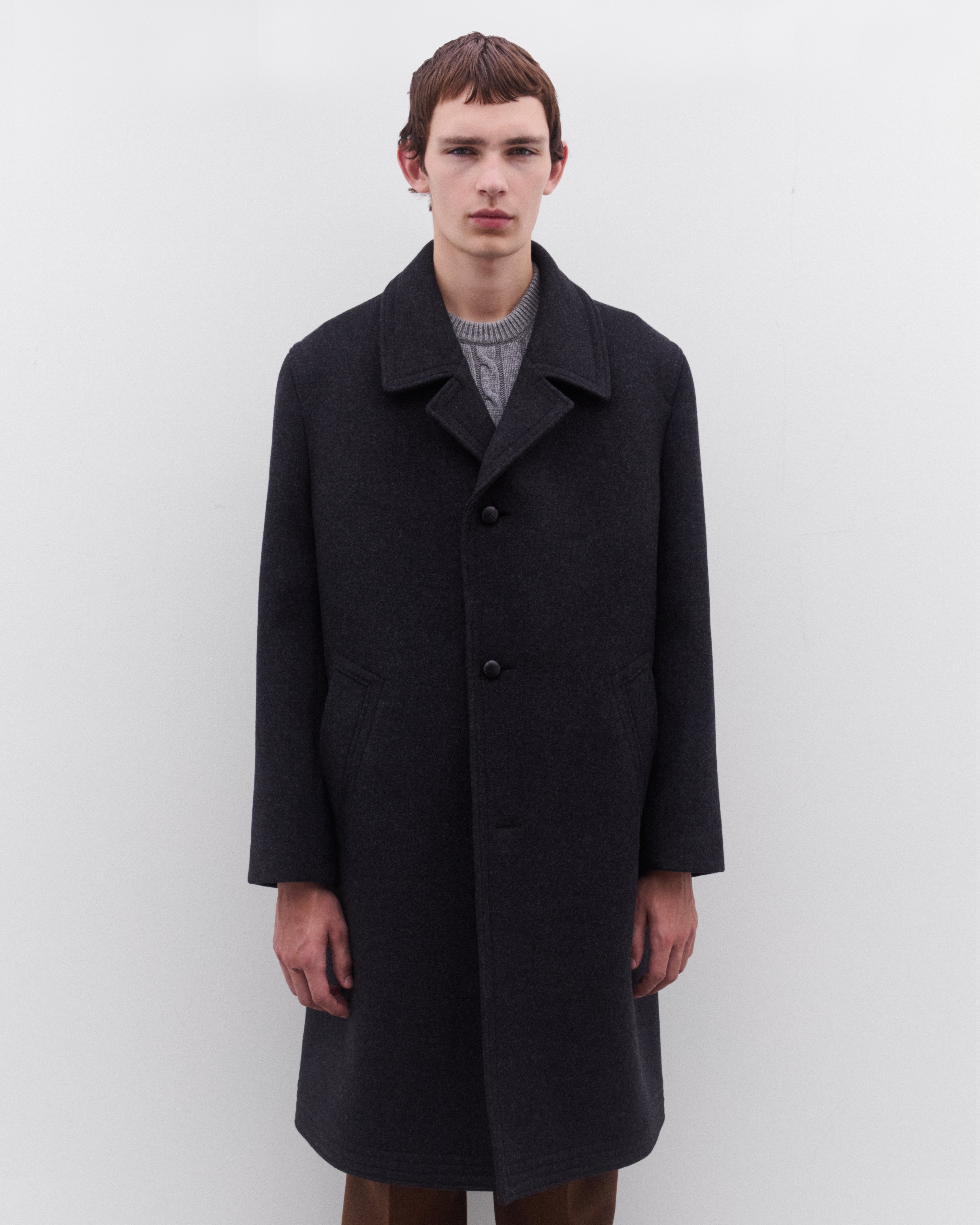 Prada: Men's Wool Coat (Anthracite Gray) | DSML E-SHOP