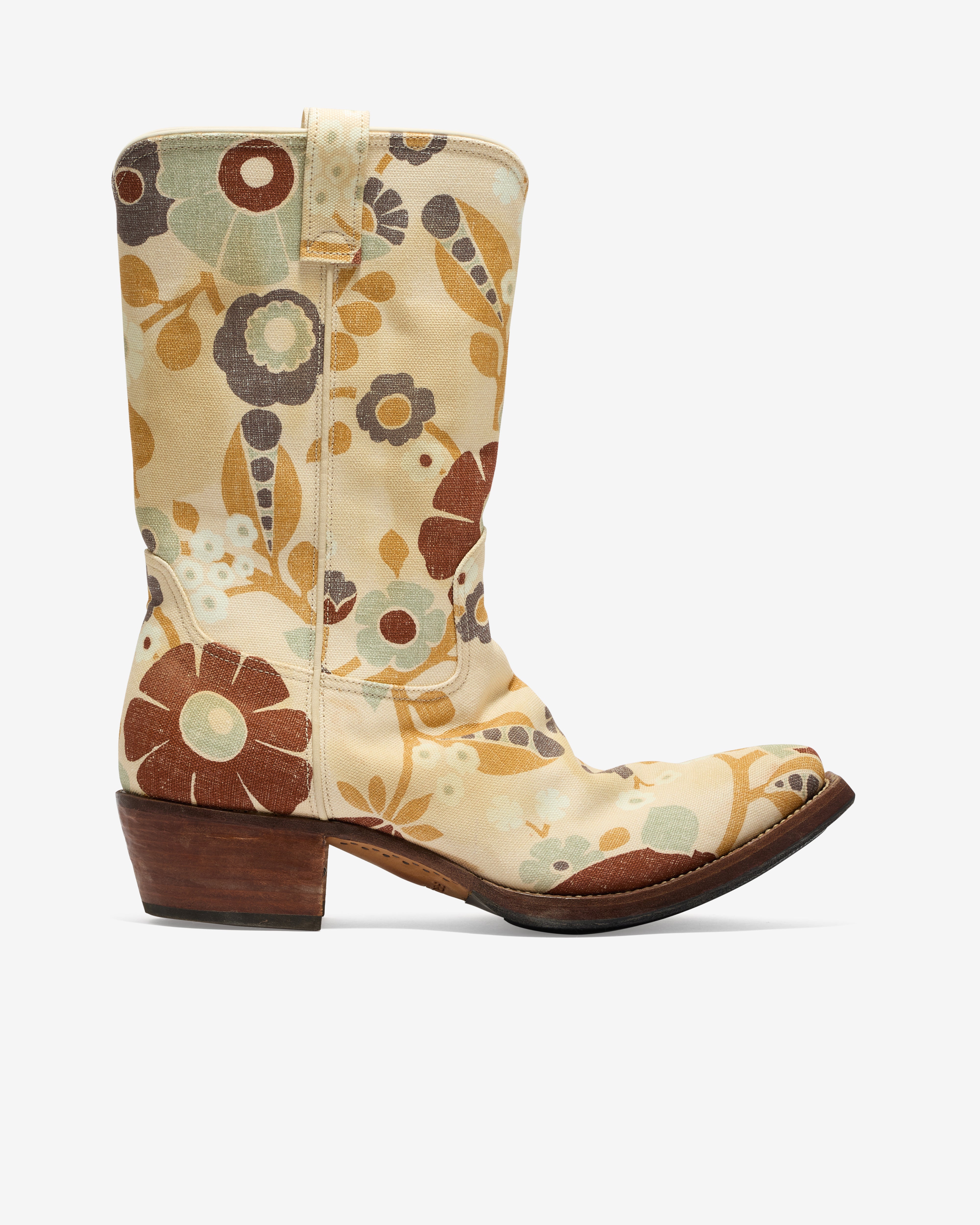 Prada: Men's Printed Fabric Boots (Desert Beige) | Dover Street
