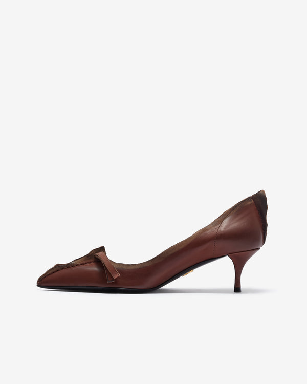 Prada - Women's Antiqued Leather Pumps - (Cocoa Brown)