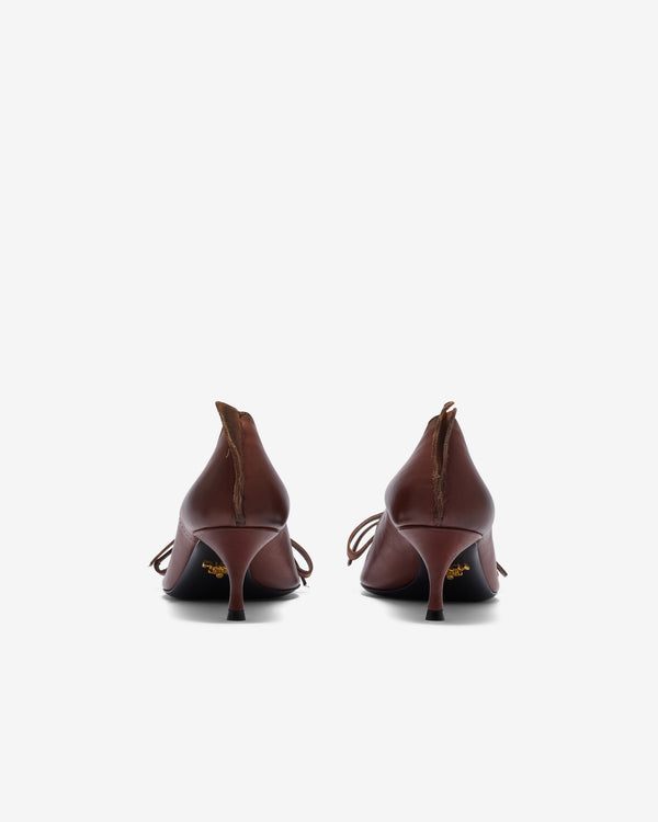 Prada - Women's Antiqued Leather Pumps - (Cocoa Brown)