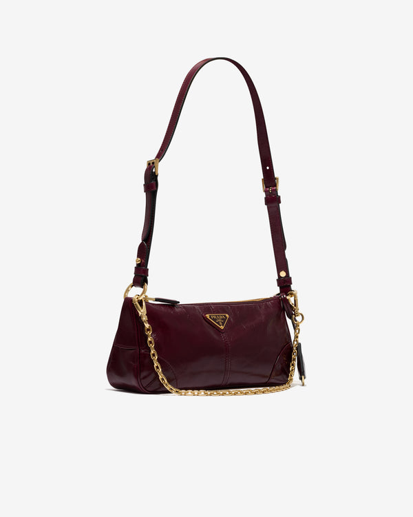Prada - Women’s Re-Edition 2002 Medium Leather Shoulder Bag - (Burgundy)
