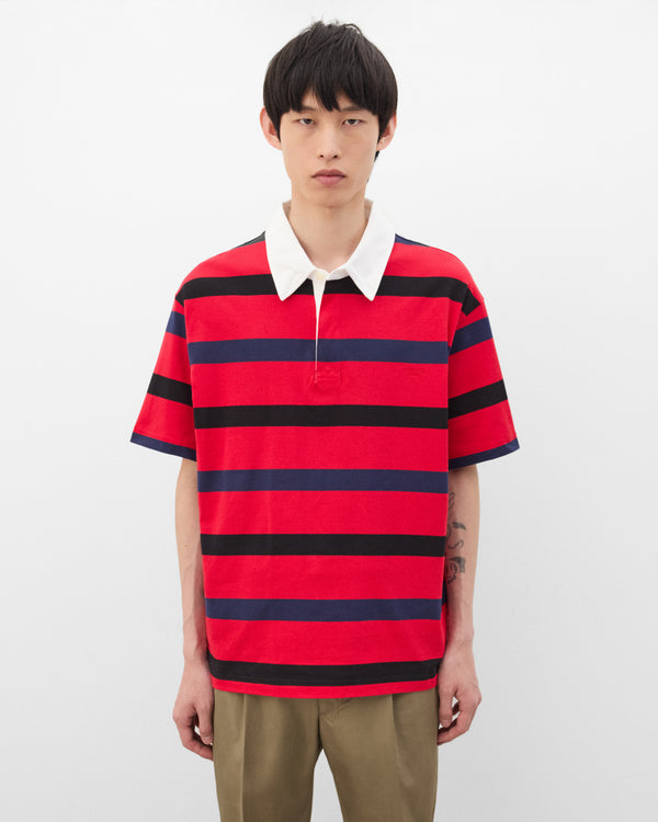 Prada - Men's Short Sleeve Polo Shirt - (Red/Blue)