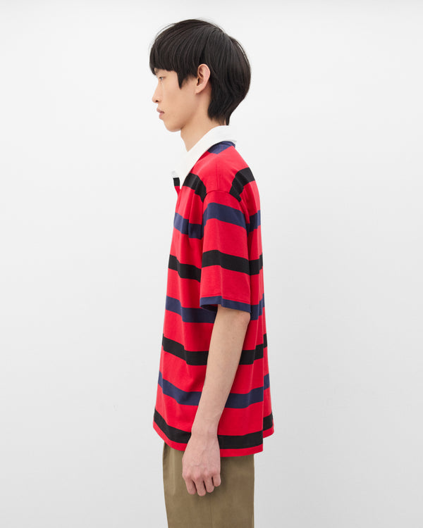 Prada - Men's Short Sleeve Polo Shirt - (Red/Blue)