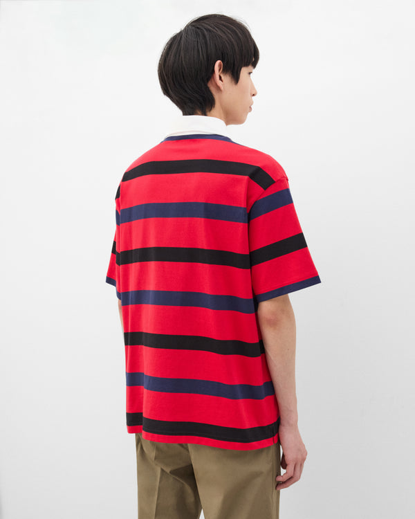 Prada - Men's Short Sleeve Polo Shirt - (Red/Blue)