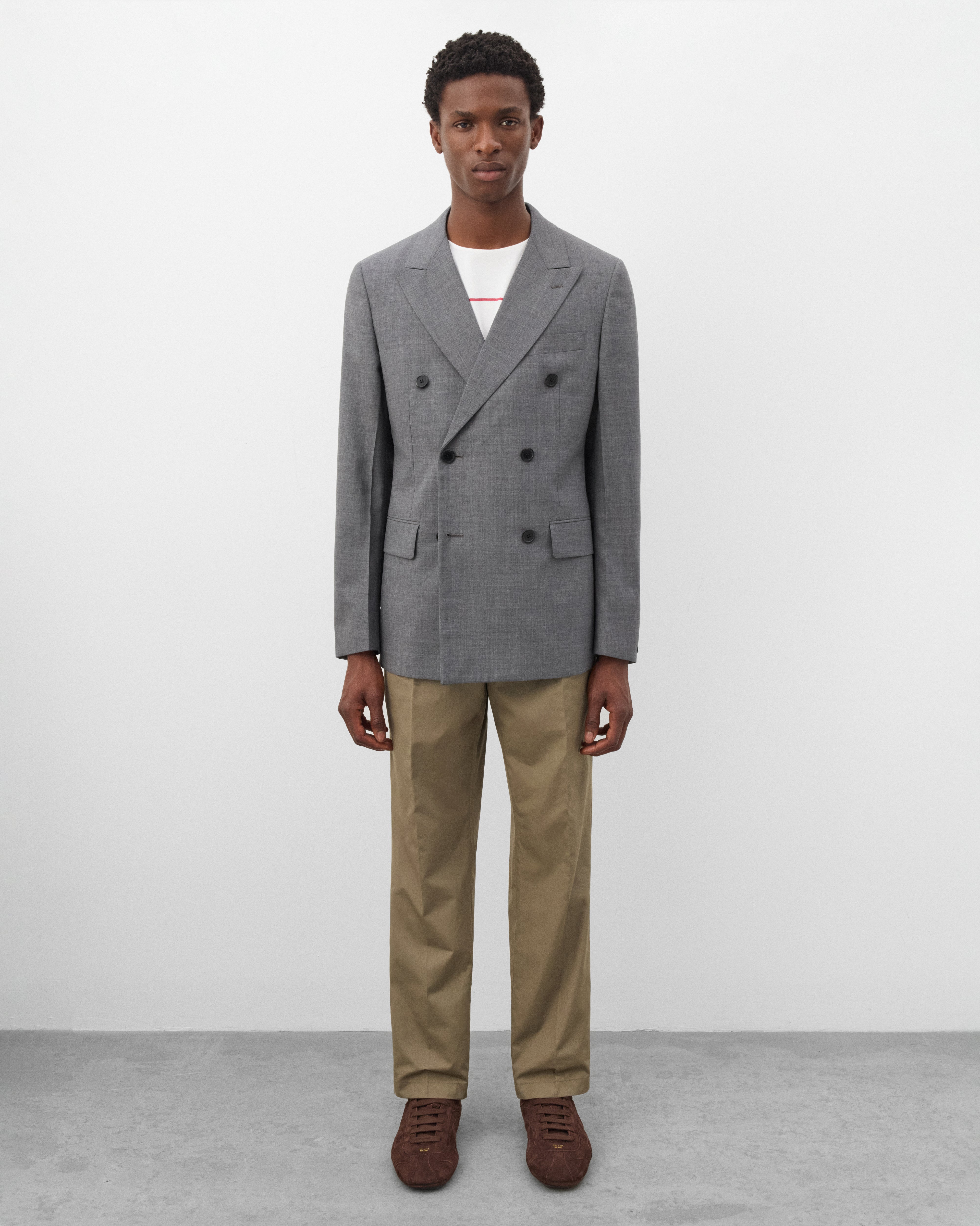 Prada: Men's Double-Breasted Wool Jacket (Grey) | Dover Street
