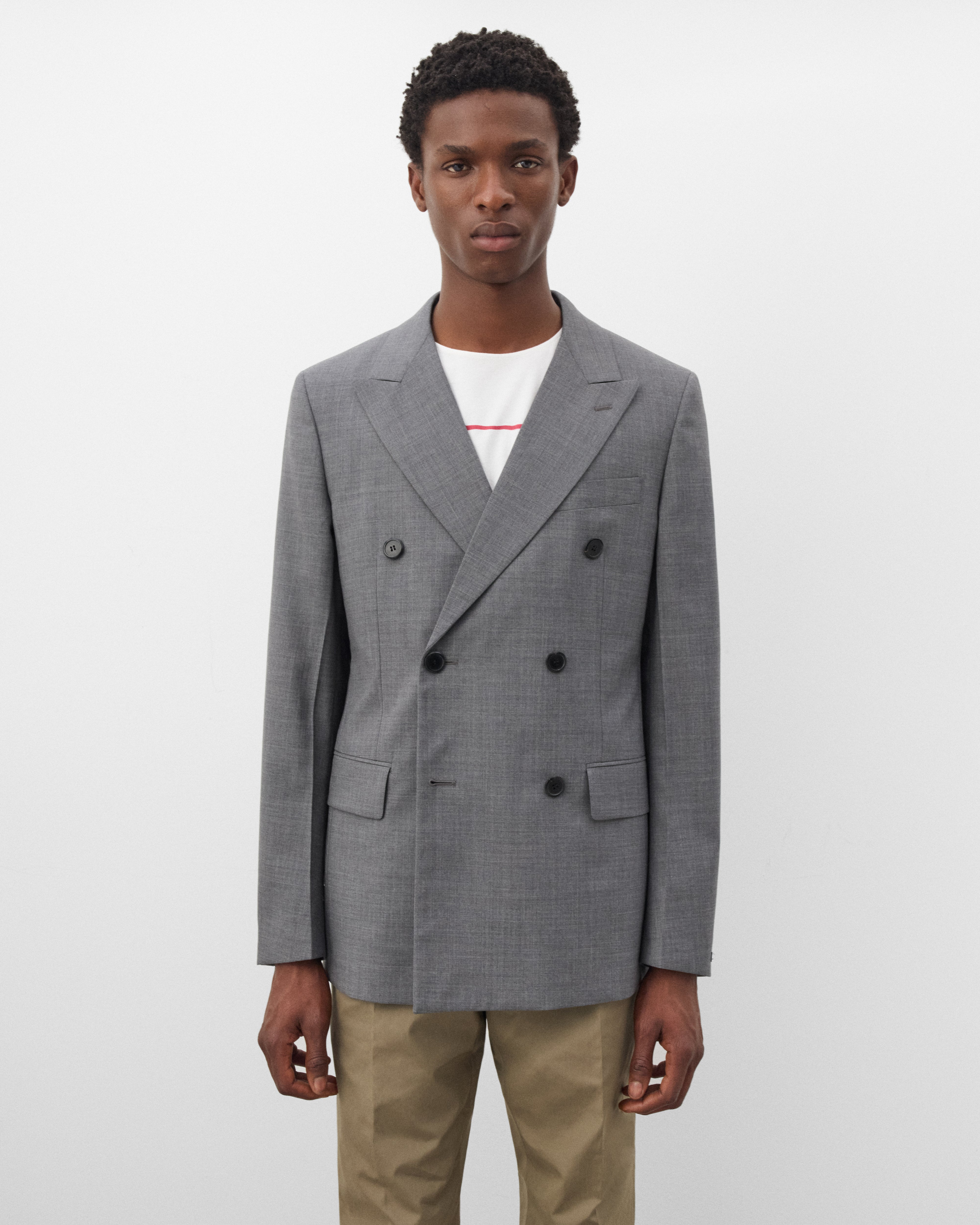 Prada: Men's Double-Breasted Wool Jacket (Grey) | Dover Street