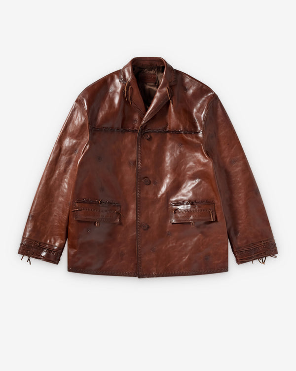 Prada - Men's Braided Leather Jacket - (Cocoa Brown)