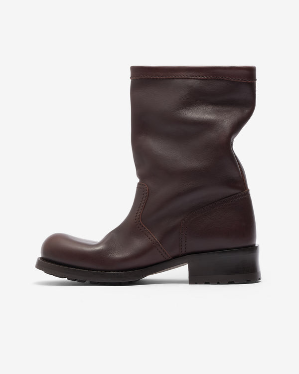 Prada - Women's Leather Mid-Calf Boots - (Dark Brown)