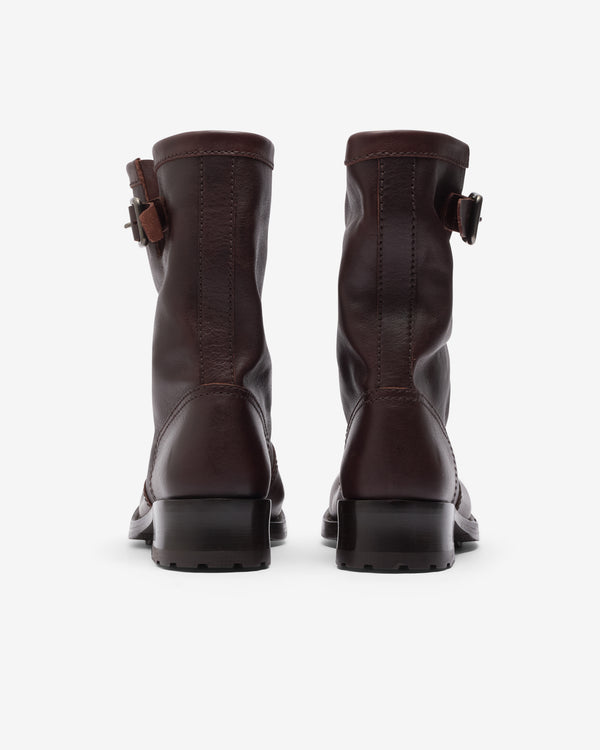 Prada - Women's Leather Mid-Calf Boots - (Dark Brown)