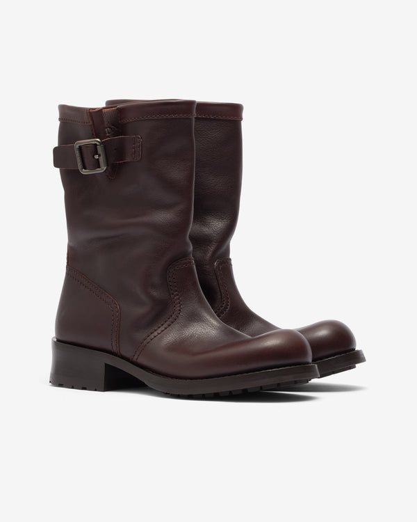 Prada - Women's Leather Mid-Calf Boots - (Dark Brown)