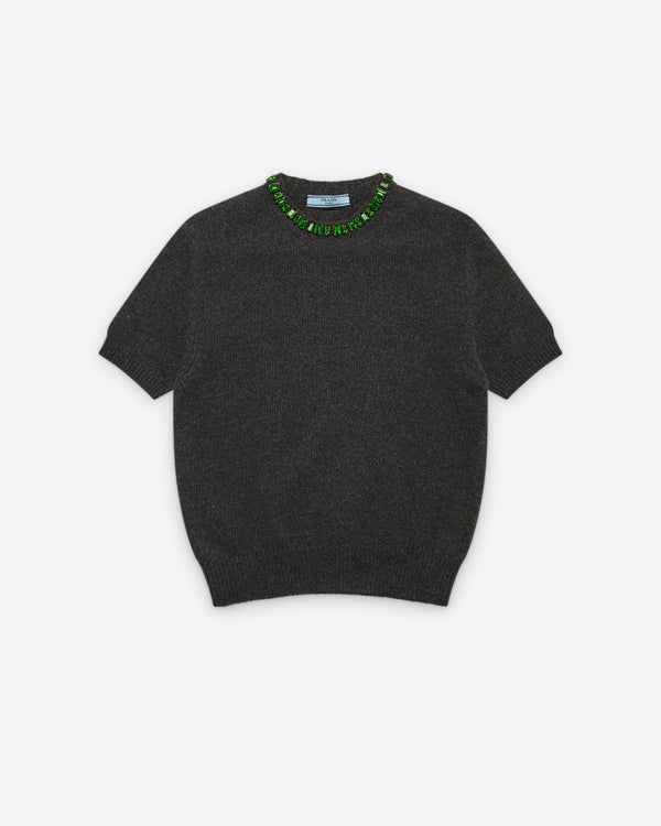 Prada - Women's Wool and Cashmere Crew-Neck Sweater - (Anthracite)